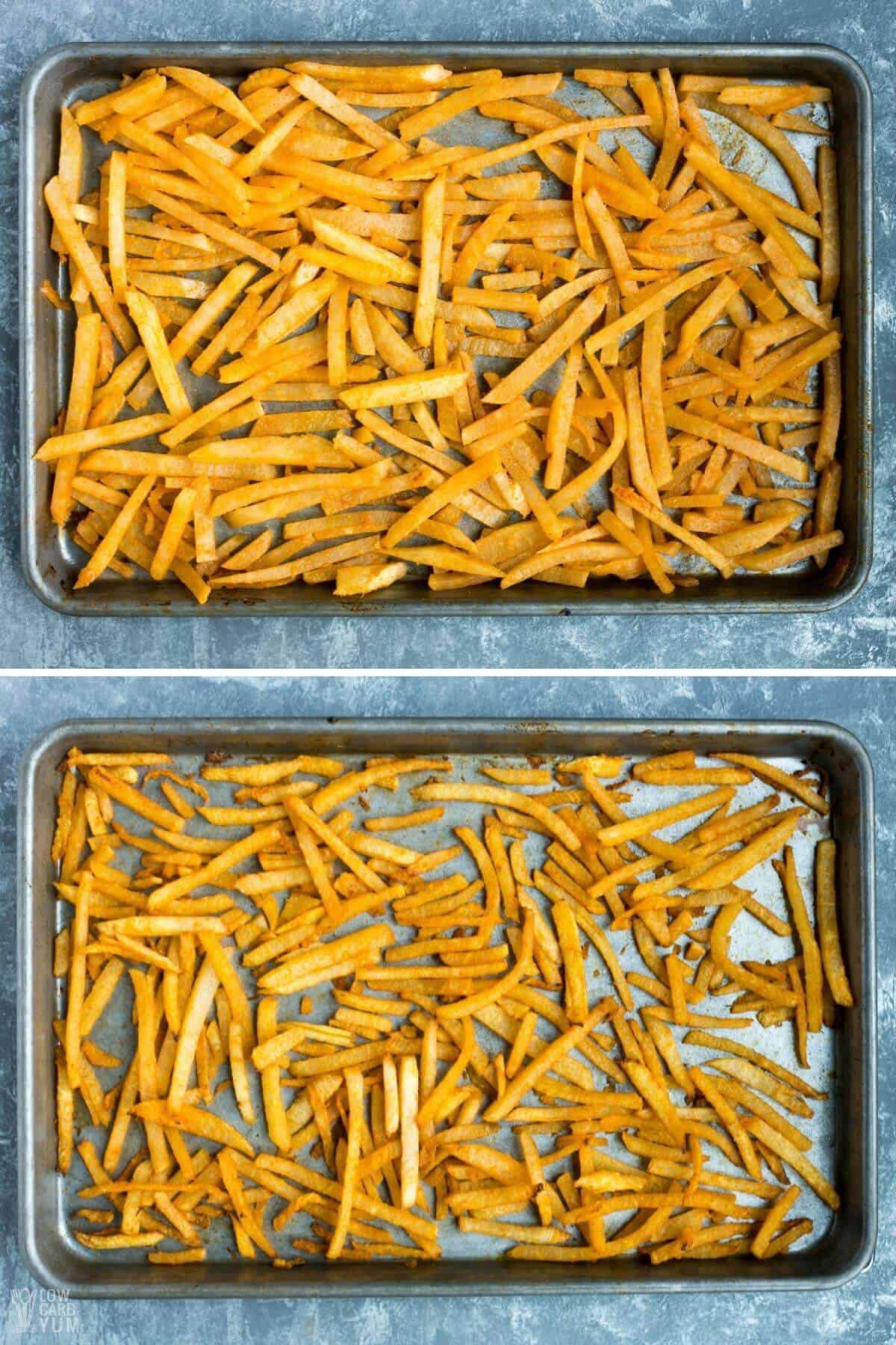 baking jicama fries on sheet pan