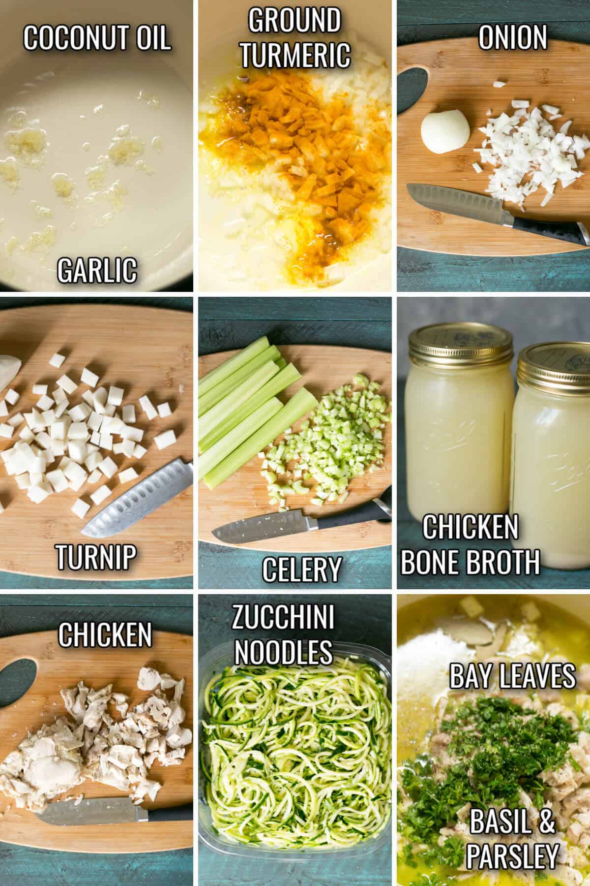 ingredients for low carb keto chicken noodle soup