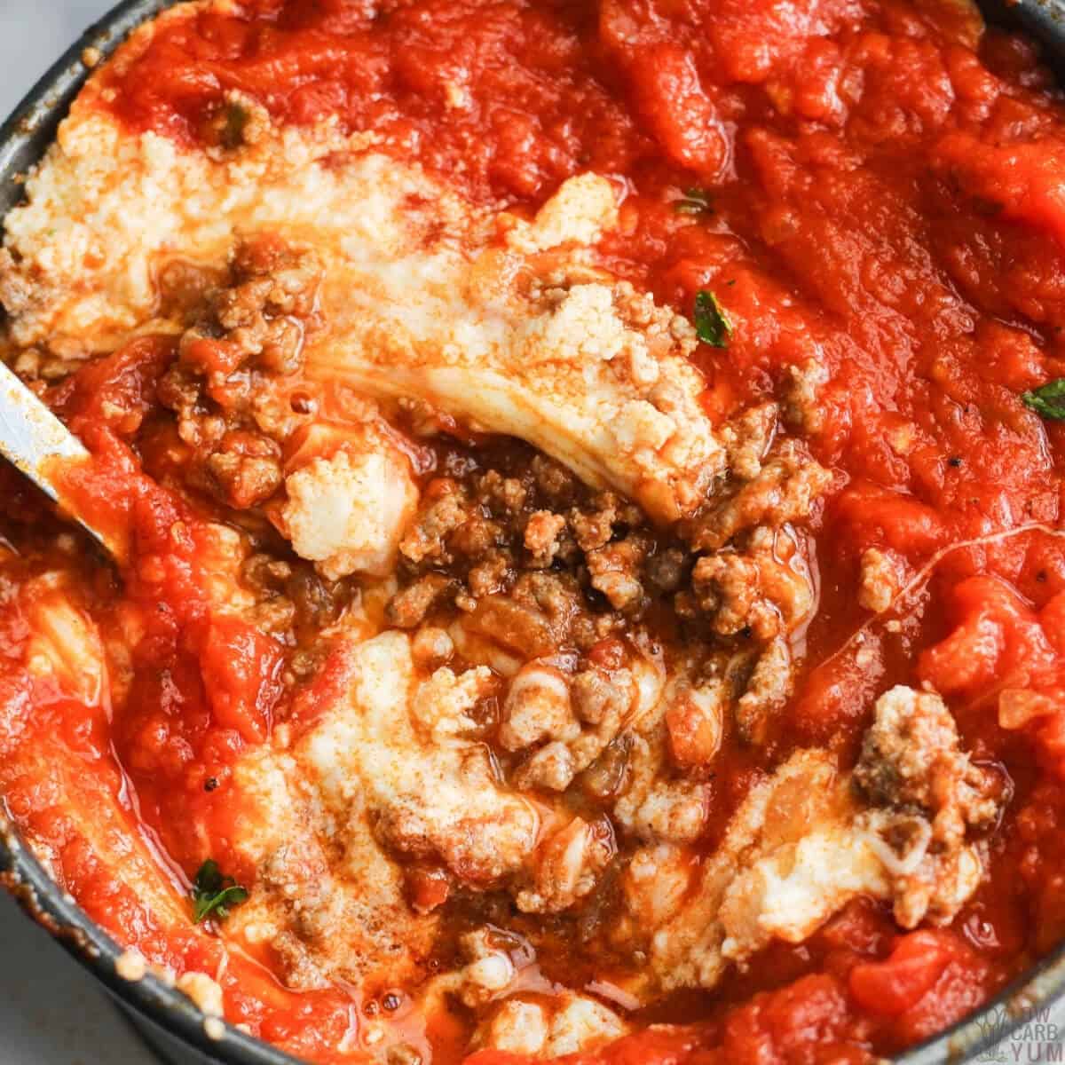 no noodle lasagna in pan