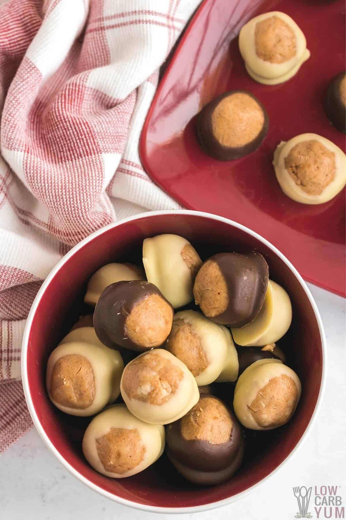 sugar free peanut butter balls in bowl